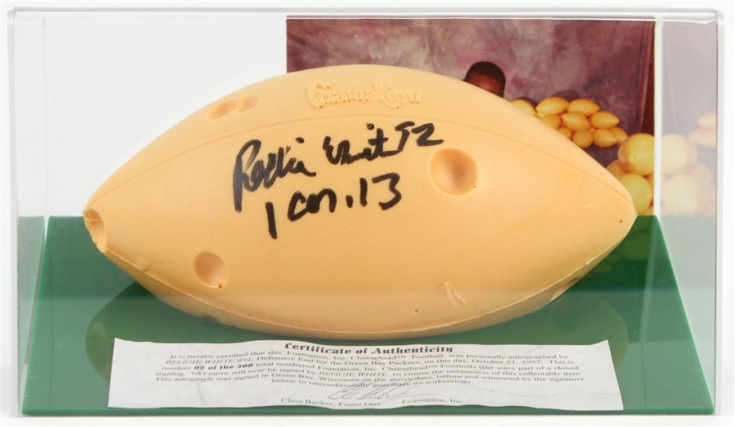 1997 Reggie White Green Bay Packers Signed Foamation Cheese Football (JSA) 92/300