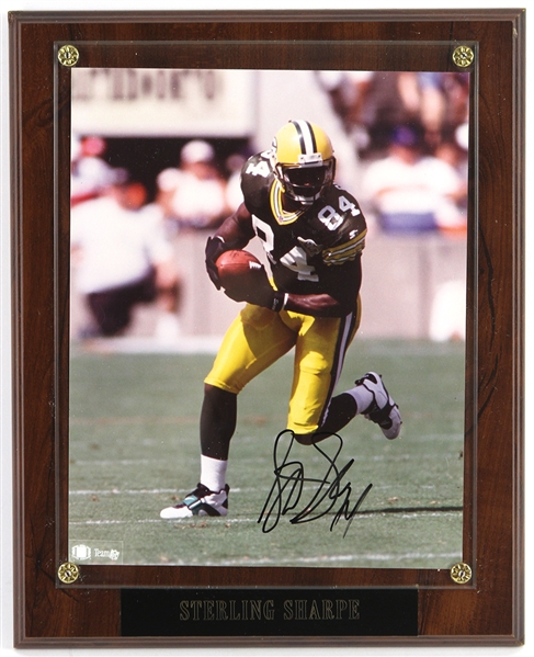 1990s Sterling Sharpe Green Bay Packers Signed 11" x 13" Wall Display (JSA)
