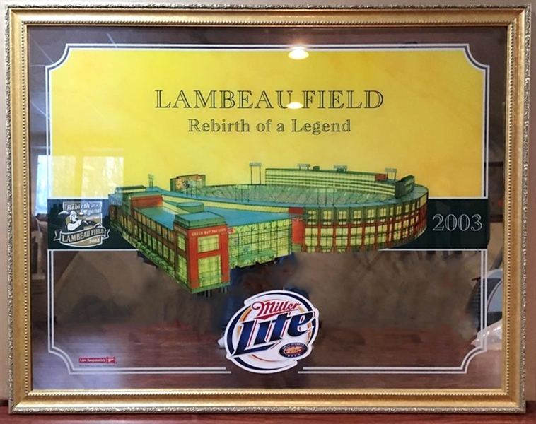 2003 Green Bay Packers Lambeau Field "Rebirth of a Legend" 40"x 52" Miller Lite Mirror