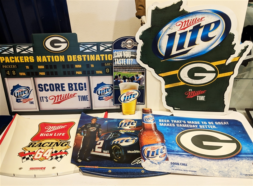 1990s-2000s Green Bay Packers & NASCAR Miller Beer Advertisements (Lot of 15)