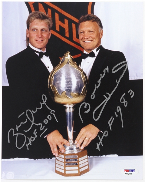 1950s-1990s Bobby Hull and Brett Hull Autographed 8x10 Color Photo (PSA/DNA)