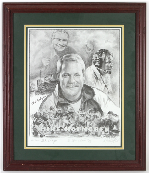 1993 Mike Holmgren Green Bay Packers "The Spirit of Green Bay" Signed 23"x 28" Lithograph (JSA)