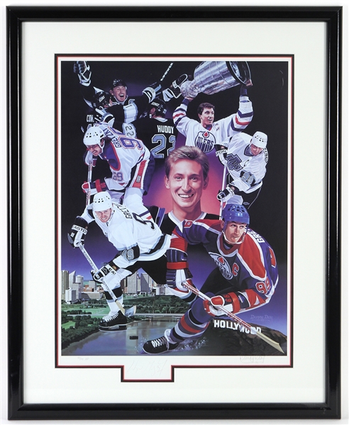 1979-1988 Wayne Gretzky Edmonton Oilers Signed 27"x 33" Framed Lithograph (JSA)