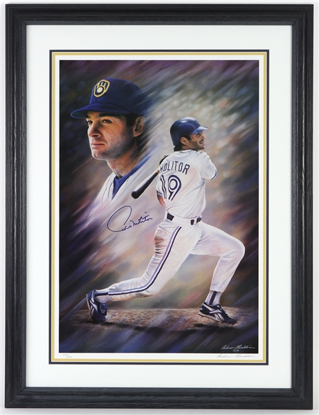 1993 Paul Molitor Milwaukee Brewers Signed 26"x 35" Framed Lithograph (JSA)