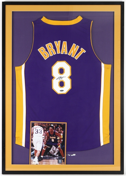 2003 Kobe Bryant Los Angeles Lakers Signed 29"x 42" Framed Jersey (Tristar)