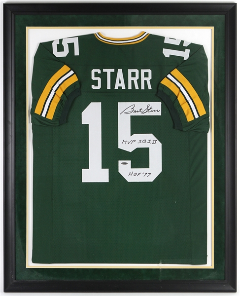 1956-1971 Bart Starr Green Bay Packers Signed 35"x 43" Framed Jersey (JSA/Tristar)
