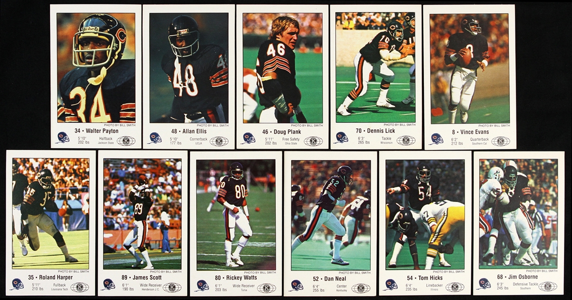 1981 Chicago Bears Police & Kiwanis Club Trading Cards Including Walter Payton, Jim Osborne and more (Lot of 11)
