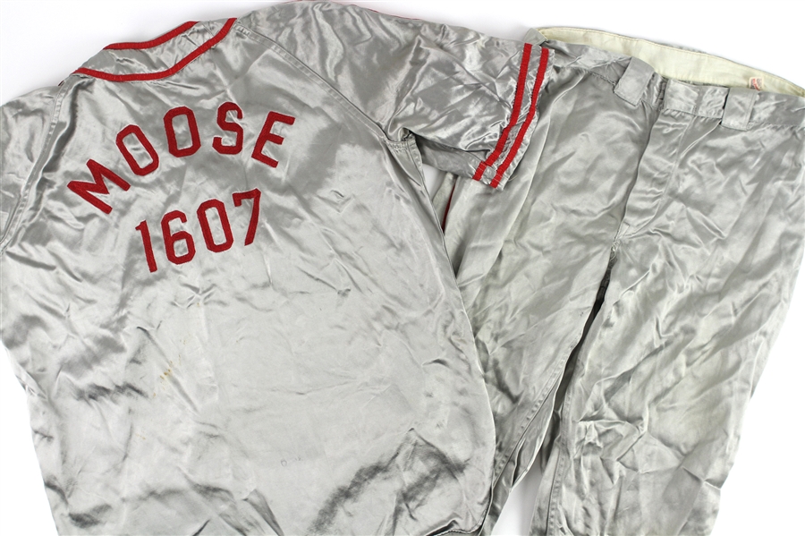 1940s Moose 1607 Game Worn Marshall Gamemaster Satin Baseball Uniform w/ Jersey & Pants (MEARS LOA)