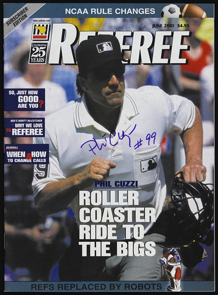2001 Phil Cuzzi MLB Umpire Signed Referee Magazine (JSA)