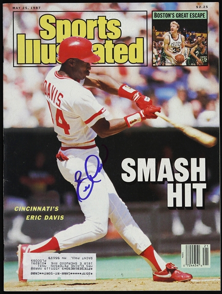 1987 Eric Davis Cincinnati Reds Signed Sports Illustrated (JSA)