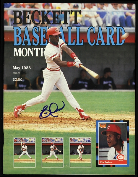 1988 Eric Davis Cincinnati Reds Signed Beckett Baseball Card Monthly (JSA)