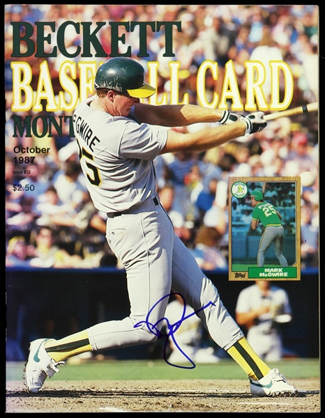 1987 Mark McGwire Oakland As Signed Beckett Baseball Card Monthly (JSA)