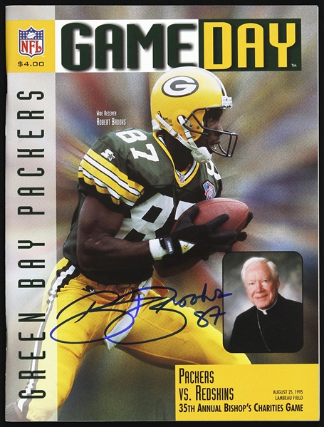 1995 Robert Brooks Green Bay Packers Signed Packers vs Redskins Game Day Program (JSA)