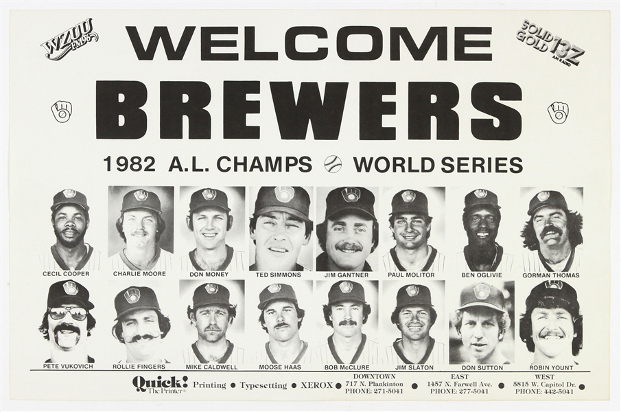 1982 Milwaukee Brewers World Series A.L. Champs 11"x 17" Broadside