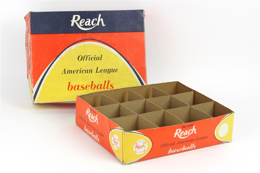 1970s Reach Official American League Joe Cronin Baseball Empty Dozen Box