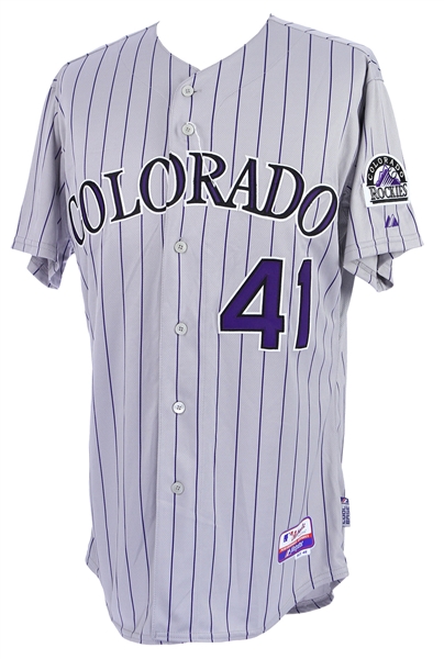 2009 Alan Embree Colorado Rockies Game Worn Road Jersey (MEARS LOA/Team Letter)