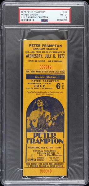 1977 Peter Frampton Anaheim Stadium Full Ticket (PSA/DNA Slabbed)