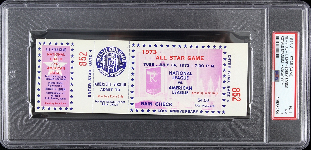 1973 National League vs American League Royals Stadium All-Star Game Full Ticket (PSA/DNA Slabbed) 