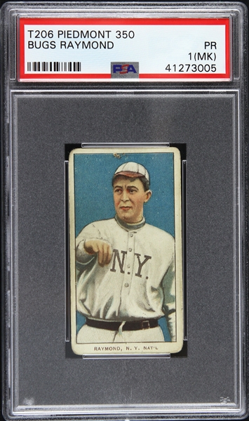 1909-11 Bugs Raymond New York Giants T206 Piedmont 350 Trading Card (PSA/DNA Slabbed) 