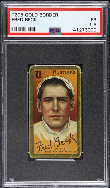 1911 Fred Beck Boston Rustlers T205 Gold Border Trading Card (PSA/DNA Slabbed)