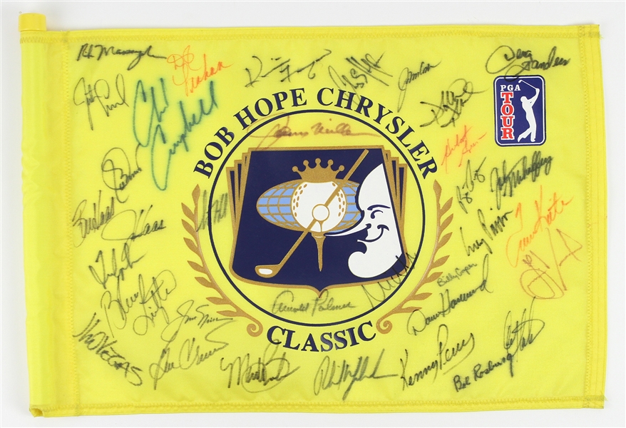 2000s Bob Hope Chrysler Classic Multi Signed Flag w/ 32 Signatures Including Arnold Palmer, Johnny Miller, Billy Casper & More (JSA)