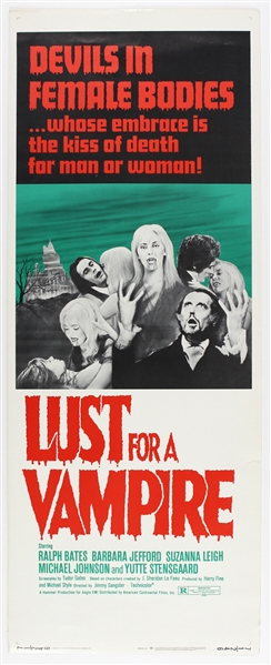 1971 Lust for a Vampire 14"x 36" Film Poster 