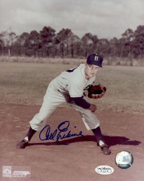 1948-58 Carl Erskine Brooklyn Dodgers Autographed 8x10 Color Photo *JSA* 