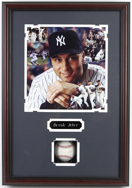 1995-2014 Derek Jeter New York Yankees Signed Baseball & 16"x 23" Framed Photo (JSA)