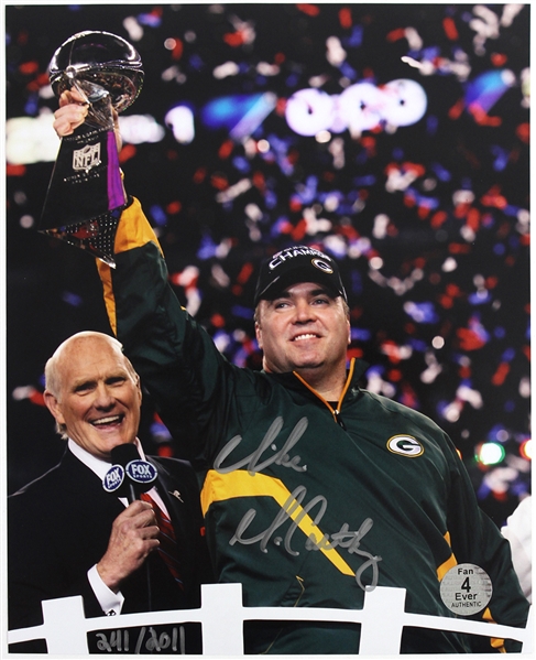 2011 Mike McCarthy Green Bay Packers Autographed 8x10 Color Photo (JSA)