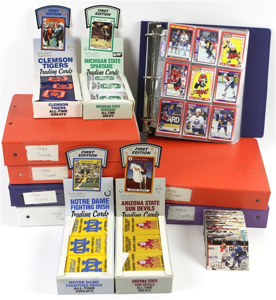 1980s-90s Baseball Hockey Collegiate Connection Trading Cards - Lot of 6,500+ w/ Unopened Packs, Complete Sets & More