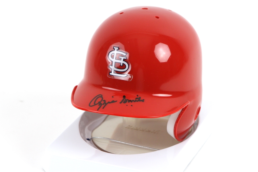 2007 Ozzie Smith St. Louis Cardinals Signed Mini Batting Helmet (JSA)