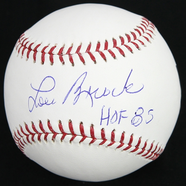 2013 Lou Brock Autographed OMLB Baseball (JSA) (MEARS LOA)