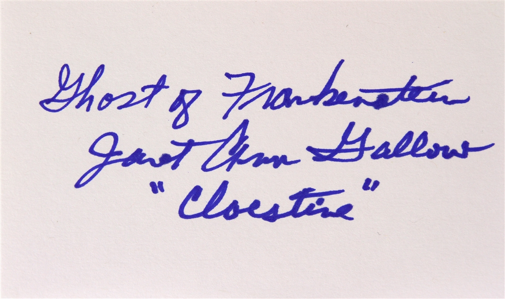 1942 Janet Ann Gallow Ghost of Frankenstein Signed LE 3x5 Index Card (JSA)