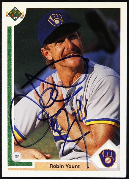 1991 Robin Yount Milwaukee Brewers Signed Upper Deck Trading Card (JSA)