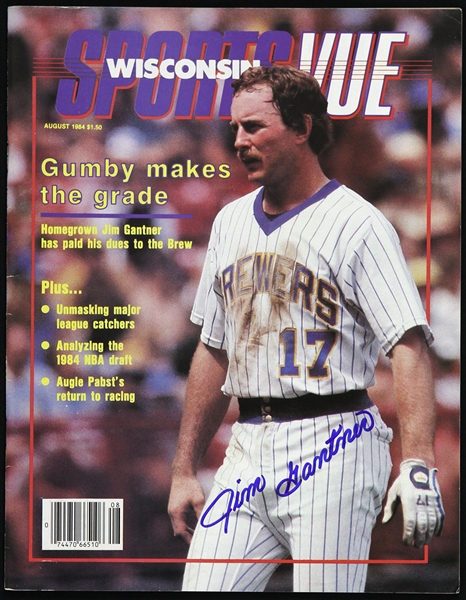 1984 Jim Gantner Milwaukee Brewers Signed Wisconsin Sports Vue (JSA)