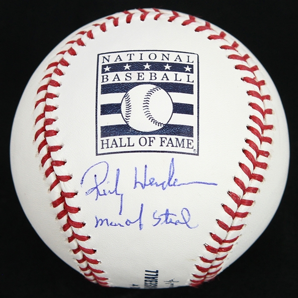 2016-2018 Rickey Henderson Autographed OMLB Hall of Fame Baseball (JSA) (MEARS LOA)
