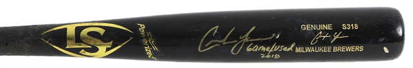 2018 Christian Yelich Milwaukee Brewers Signed Louisville Slugger Professional Model Game Used Bat (MEARS A10/JSA)