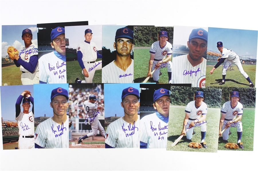 1960-1983 Autographed Chicago Cubs 8x10 Color Photos Including Fergie Jenkins, Ron Santo, Rich Nye and More (Lot of 14) (JSA) 