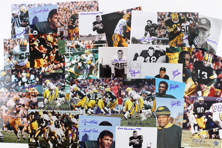 1950’s-1980’s Green Bay Packers, Pittsburgh Steelers, and Kansas City Chiefs Autographed Color and Black and White 8x10 Photos Including Chester Marcol, Lynn Dickey, Paul Horning, and More (JSA) (Lot