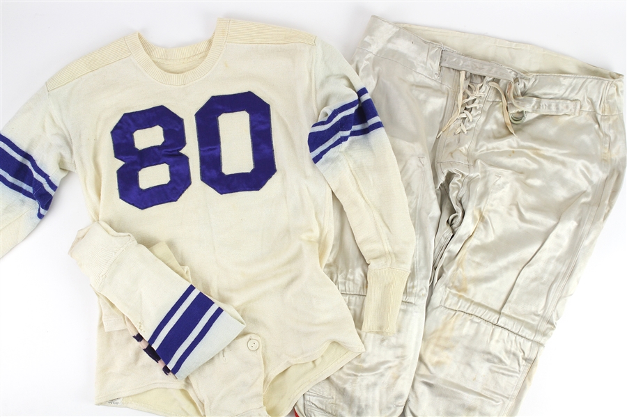 1920s-30s Game Worn Football Uniform w/ Thorps Jeresy, OShea Knitting Mills Pants & Socks (MEARS LOA)
