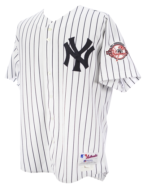 2003 Jason Giambi New York Yankees Game Worn Home Jersey (MEARS A10) “Provenance from PC Richard & Sons Electronic Company”