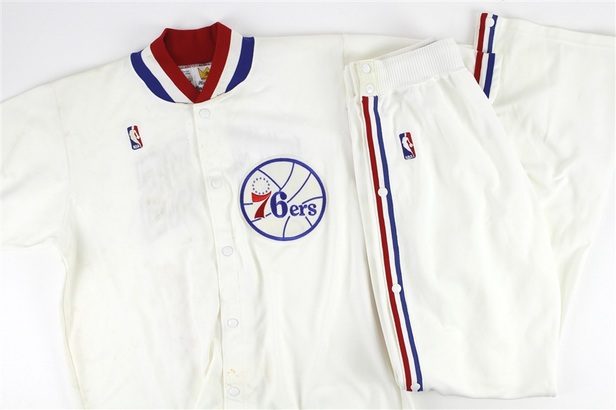 1987-88 Philadelphia 76ers Warm Up Suit w/ Shooting Shirt & Pants (MEARS LOA)