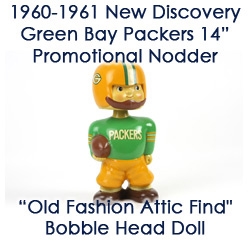1960-1961 New Discovery Green Bay Packers 14” Promotional Nodder “Old Fashion Attic Find”