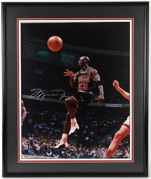 1990s Michael Jordan Chicago Bulls Signed 21" x 25" Framed Photo (JSA/Upper Deck Authenticated) 121/300