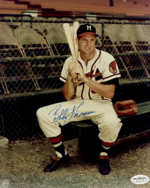 1954-57 Milwaukee Braves Bobby Thomson Autographed 8x10 Color Photo *JSA*