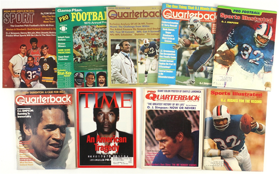 1969-94 OJ Simpson Buffalo Bills Magazine Collection - Lot of 9