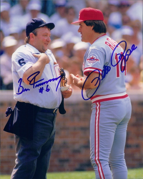 1984-1989 Bruce Froemming MLB Umpire and Pete Rose Cincinnati Reds Autographed Color 8"x10" Photo (JSA)