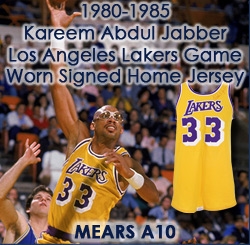 1980-85 Kareem Abdul Jabbar Los Angeles Lakers Signed Game Worn Home Jersey (MEARS A10/JSA)