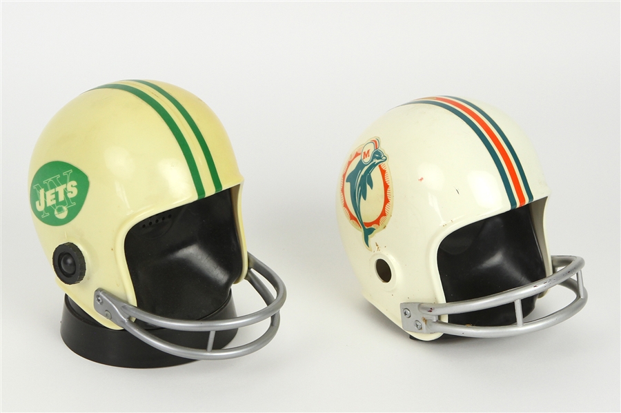 1973 New York Jets Miami Dolphins Helmet Radios - Lot of 2
