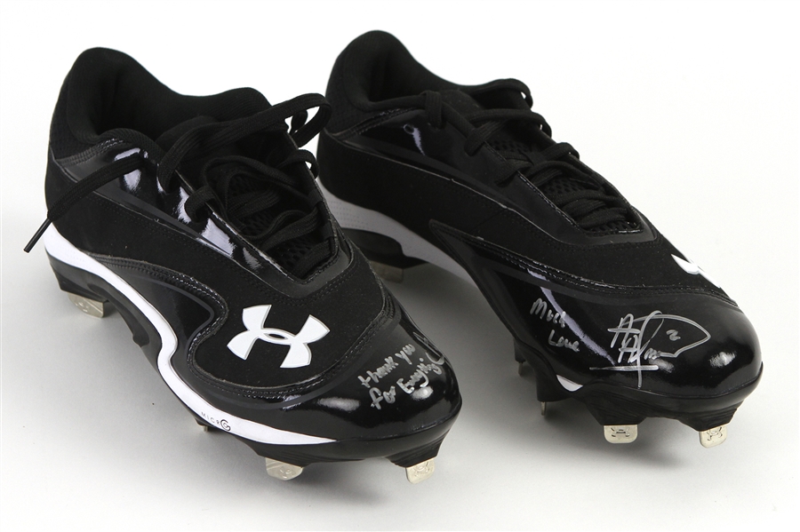 2010s Albert Almora Chicago Cubs Signed & Inscribed Under Armour Baseball Cleats (JSA)